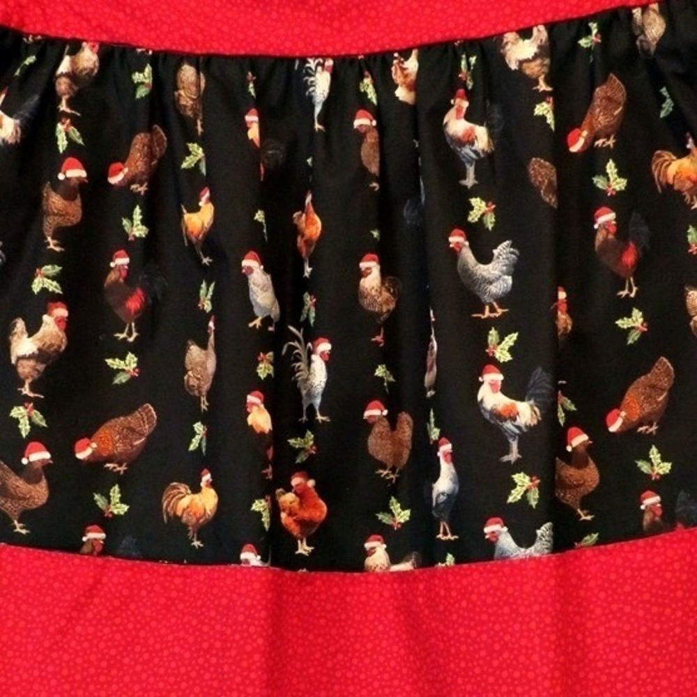 Handmade Apron‎ Chicken Print Fabric Egg Collecting Apron Reversable